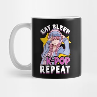 Cute & Funny Eat Sleep K-Pop Repeat Korean Music Mug